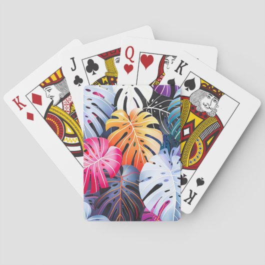 Tropical Summer Monstera Blätter Spielkarten (Rückseite)