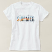 Tropical Summer Never Ends; Beach Sunset T-Shirt (Design vorne)