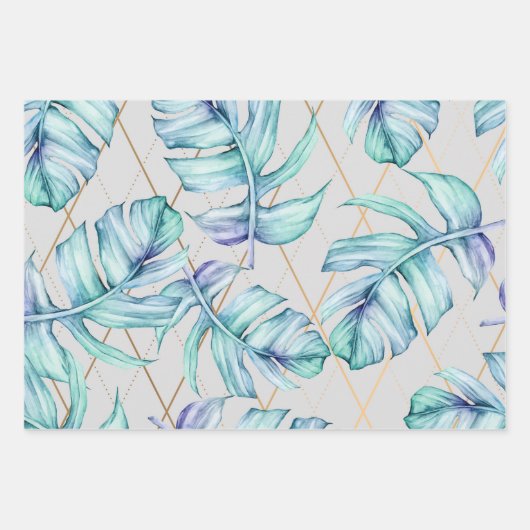 Tropical Summer Palm Blätter Muster (Vorderseite 2)