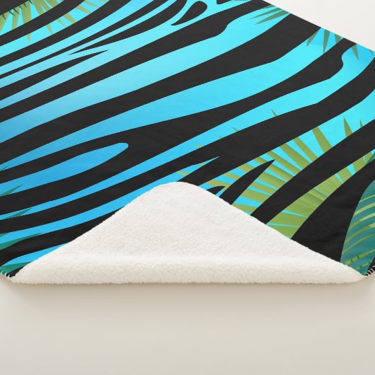 Tropical Summer palm Blätter & Zebra Streifen Sherpadecke (3/4)
