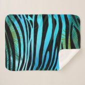 Tropical Summer palm Blätter & Zebra Streifen Sherpadecke (Vorderseite (Horizontal))