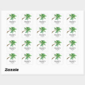 Tropical Summer Palm Tree Monogram oder Name Quadratischer Aufkleber (Blatt)