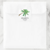 Tropical Summer Palm Tree Monogram oder Name Quadratischer Aufkleber (Tasche)