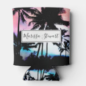Tropical Summer Palm Trees Pink Blue Sunset Sky Dosenkühler (Rückseite)