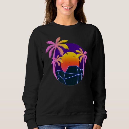 Tropical Summer Palm Trees Sunset Beach 90er Art V Sweatshirt (Vorderseite)