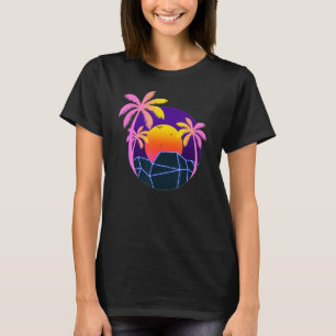 Tropical Summer Palm Trees Sunset Beach 90er Art V T-Shirt