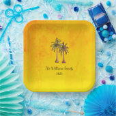 Tropical Summer Palm Trees Swim Pool Party Gold Pappteller (Party)