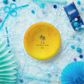 Tropical Summer Palm Trees Swim Pool Party Gold Pappteller (Party)