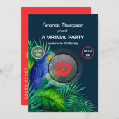 Tropical Summer Parrot Virtual Birthday Party Einladung (Vorne/Hinten)