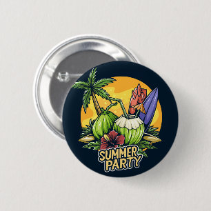 Tropical Summer Party Button