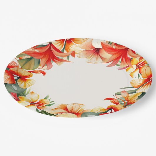 Tropical Summer Party Paper Plate Pappteller (Schrägansicht)