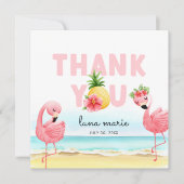 Tropical Summer Pink Flamingo Geburtstagsflat Dankeskarte (Vorderseite)
