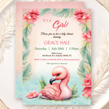 Tropical Summer Pink Flamingo Girl Babydusche