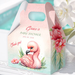 Tropical Summer Pink Flamingo Girl Babydusche Geschenkschachtel