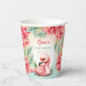 Tropical Summer Pink Flamingo Girl Babydusche Pappbecher (Rückseite)
