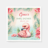 Tropical Summer Pink Flamingo Girl Babydusche Serviette (Vorderseite)