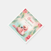 Tropical Summer Pink Flamingo Girl Babydusche Serviette (Ecke)