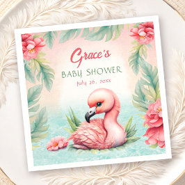Tropical Summer Pink Flamingo Girl Babydusche Serviette