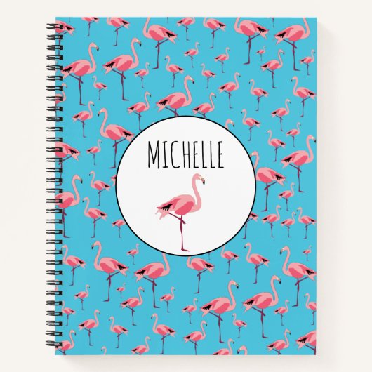Tropical Summer Pink Flamingo Muster Notebook Notizblock (Vorderseite)