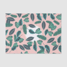 Tropical Summer Pink Green Blätter Sunset Pattern