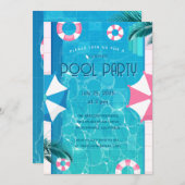 Tropical Summer Pool Party Einladung (Vorne/Hinten)