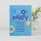 Tropical Summer Pool Party Einladung (Stehend Vorderseite)