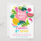 Tropical summer pool party Invitation Einladung (Vorderseite)