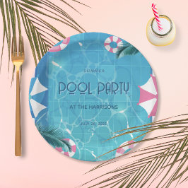 Tropical Summer Pool Party Pappteller