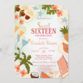 Tropical Summer Pool Party Sweet 16 Party Einladung (Vorne/Hinten)
