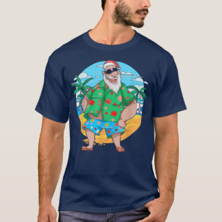 Tropical Summer Santa Claus Palm Tree Weihnachten T-Shirt