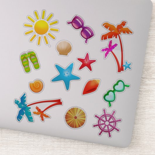 Tropical Summer Scrapbook Gastgeschenk geformt Aufkleber (Detail)