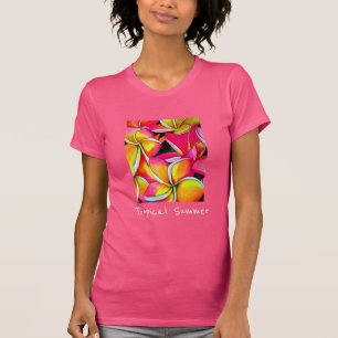 Tropical Summer Slogan Frangipani Blume Art T-Shirt
