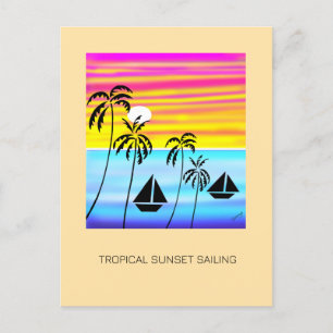 Tropical Summer Sunset Sailing Feiertagspostkarte
