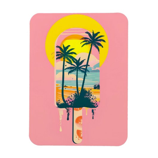 Tropical Summer Sunset Süßigkeiten Paradies Magnet (Vertikal)