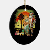 Tropical Summer Surfing Santa Claus 6 Pack Christm Keramik Ornament (Rechts)