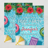 Tropical Summer Swimming Pool Birthday Party Einladung (Vorne/Hinten)