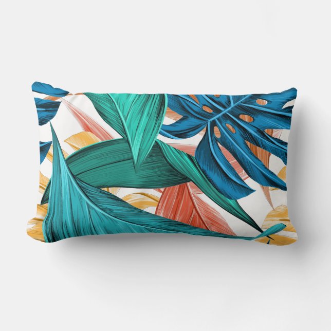 Tropical Summer Theme Leaf Throw Kissen (Vorderseite)