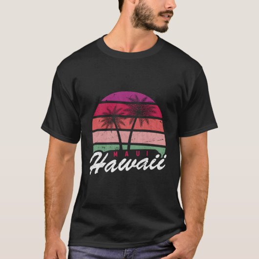 Tropical Summer Vacation Palm Trees Maui Hawaii T-Shirt (Vorderseite)