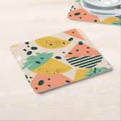 Tropical & Summer Vibes Square Paper Coaster Rechteckiger Pappuntersetzer (angewinkelt)