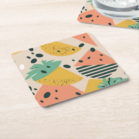 Tropical & Summer Vibes Square Paper Coaster Rechteckiger Pappuntersetzer (angewinkelt)