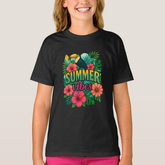 Tropical Summer Vibes Toucan T - Shirt - Bold Flor (Vorderseite)