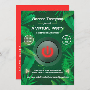 Tropical Summer Virtual Birthday Party Einladung