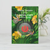 Tropical Summer Virtual Birthday Party Einladung (Stehend Vorderseite)