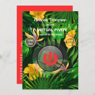 Tropical Summer Virtual Birthday Party Einladung