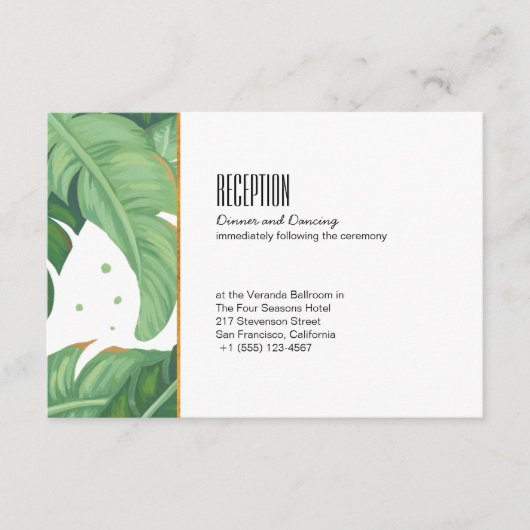 Tropical Summer Wedding Reception Card Begleitkarte (Vorderseite)