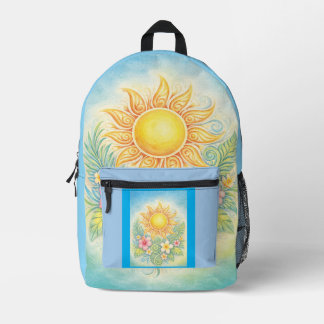 Tropical Sun with Pink Hibiscus and Plumeria Bedruckter Rucksack