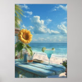 Tropical Sunflower Beach Wall Art | Ocean Print"  Poster (Vorne)