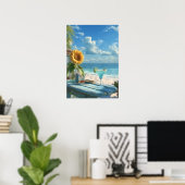 Tropical Sunflower Beach Wall Art | Ocean Print"  Poster (Heimbüro)