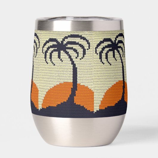 Tropical Sunrise Palm Trees Artisan Crochet Print (Rückseite)