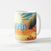 Tropical Sunrise Personalisiert  Kaffeetasse (VorderseiteRechts)